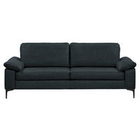 3-SITZER-SOFA  in Echtleder Dunkelblau   - Schwarz/Dunkelblau, Design, Leder/Metall (224/86/97cm) - Schöner Wohnen