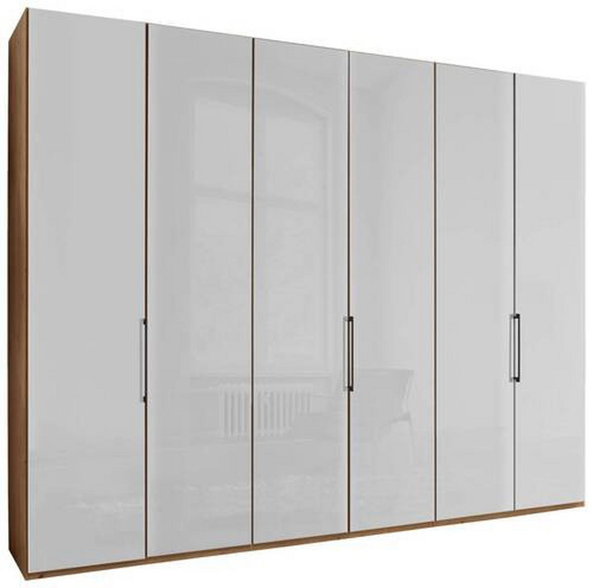 FALTTÜRENSCHRANK in Weiss, Eiche Bianco  - Schieferfarben/Weiss, Konventionell, Glas/Holzwerkstoff (300/216/58cm) - Dieter Knoll