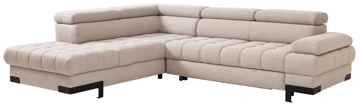 ECKSOFA in Webstoff Beige  - Beige/Schwarz, Design, Textil/Metall (223/263cm) - Welnova