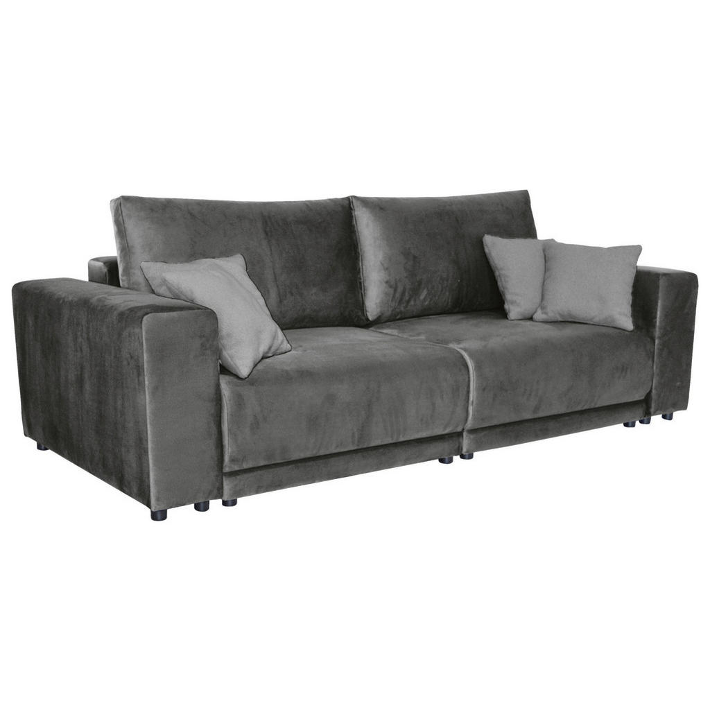 Thumbnail - home24 Bigsofa, Dunkelgrau, Textil, 3-Sitzer, Füllung: Hohlfaser, 256x88x120 cm, Stoffauswahl, Liegefunktion, Armteil li...