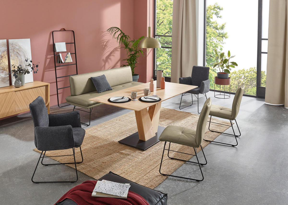 SITZBANK in Metall, Textil Grün, Schwarz  - Schwarz/Grün, Design, Textil/Metall (195/87/65cm) - Dieter Knoll