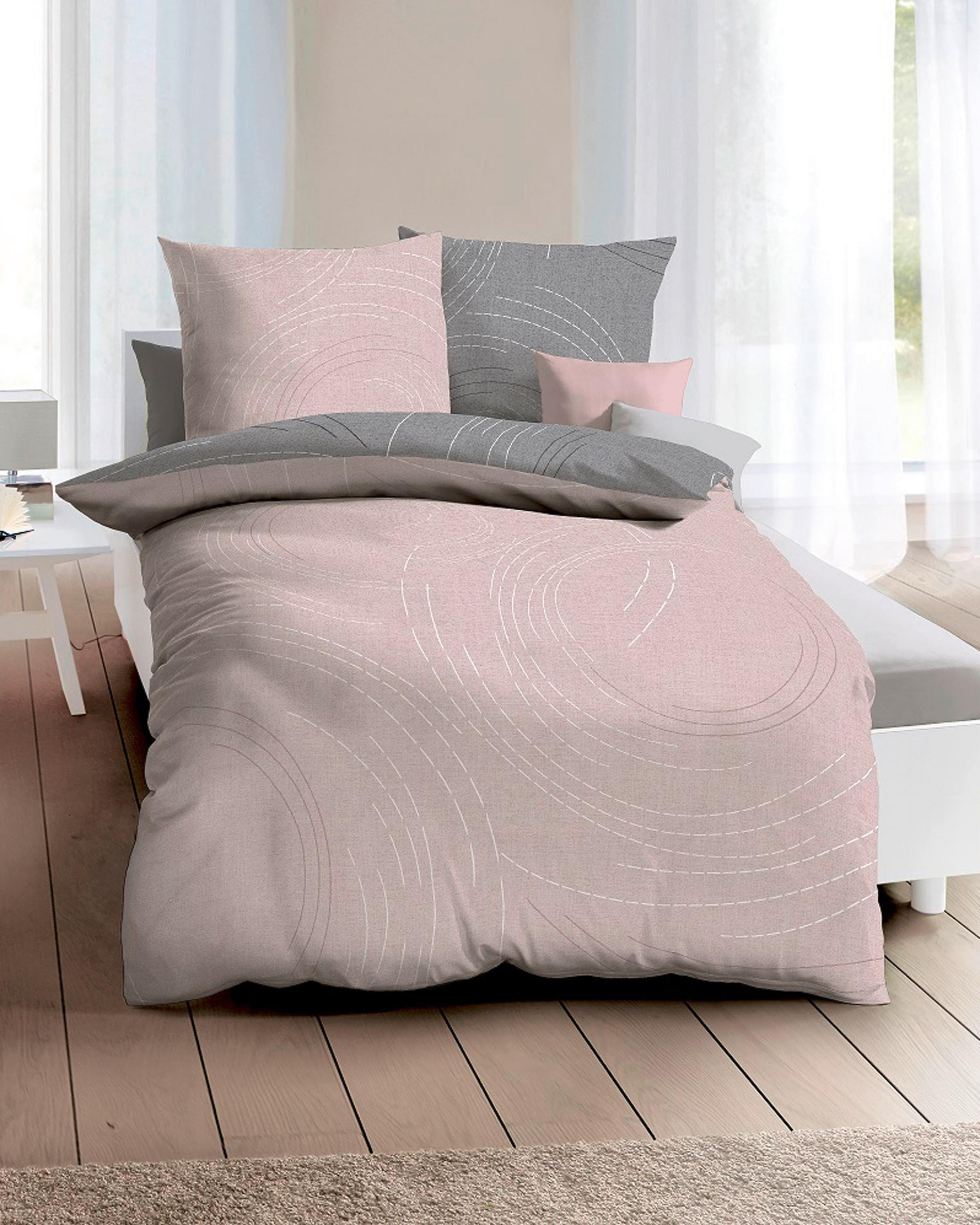POSTELJINA 200/200 cm  JARO  - siva/ružičasta, Design, tekstil (200/200cm) - Kaeppel