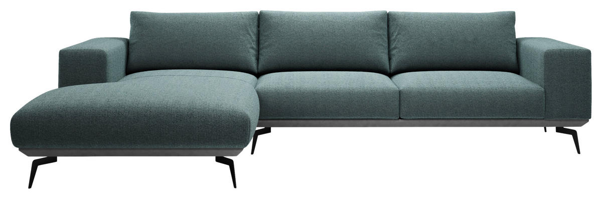 ECKSOFA Anthrazit Chenille  - Anthrazit/Schwarz, Design, Textil/Metall (180/330cm) - MID.YOU