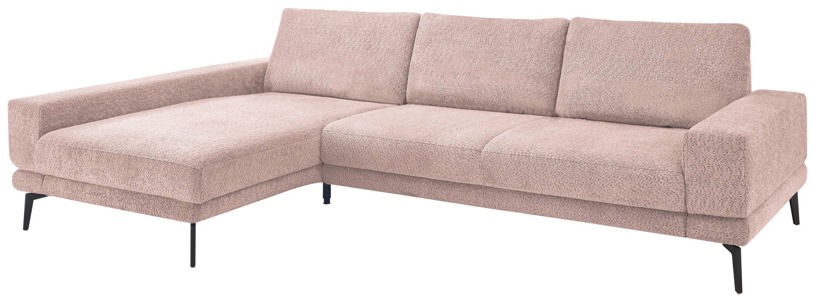 ECKSOFA Rosa Chenille  - Schwarz/Rosa, KONVENTIONELL, Textil/Metall (184/294cm) - SetOne by Musterring