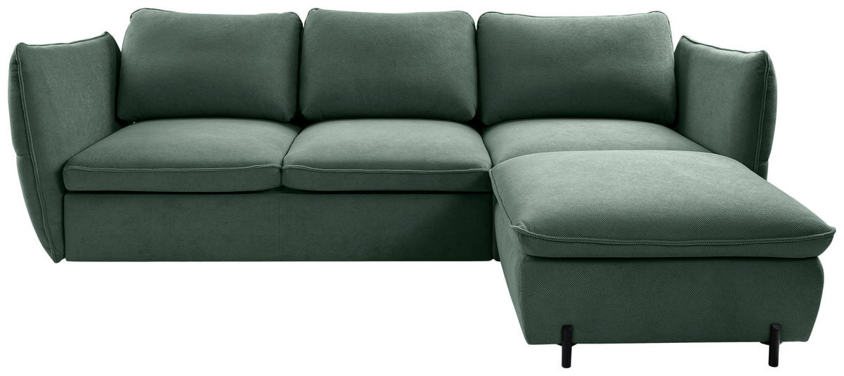 ECKSOFA in Grün  - Schwarz/Grün, Modern, Textil/Metall (262/178cm) - MID.YOU