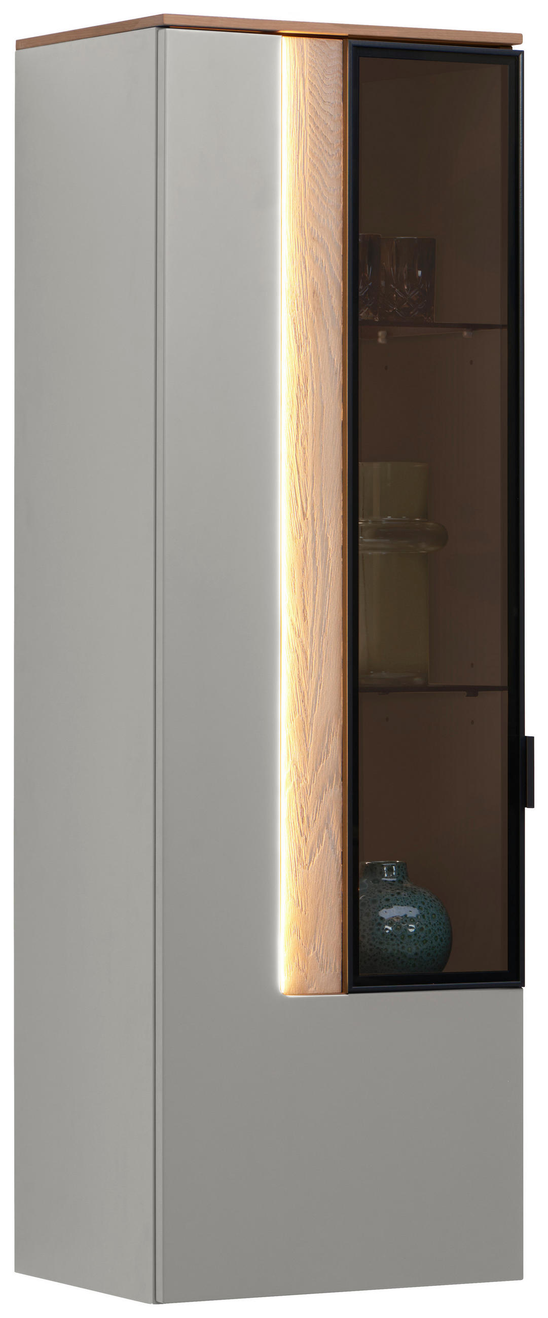 HÄNGEVITRINE  in furniert Eichefarben, Hellgrau  - Eichefarben/Hellgrau, Design, Glas/Holzwerkstoff (45,6/139,4/36cm) - Dieter Knoll