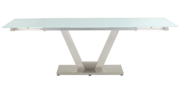 ESSTISCH in Edelstahlfarben, Weiß - Edelstahlfarben/Weiß, Design, Glas/Metall (160(250)/90/77cm) - Dieter Knoll