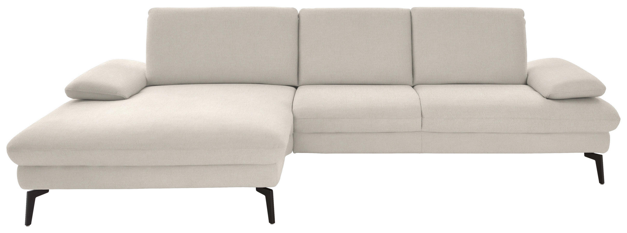 ECKSOFA in Chenille, Mikrofaser Creme  - Creme/Schwarz, Design, Textil/Metall (157/299cm) - Dieter Knoll