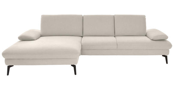ECKSOFA in Chenille, Mikrofaser Creme 157/299 cm - Creme/Schwarz, Design, Textil/Metall (157/299cm) - Dieter Knoll