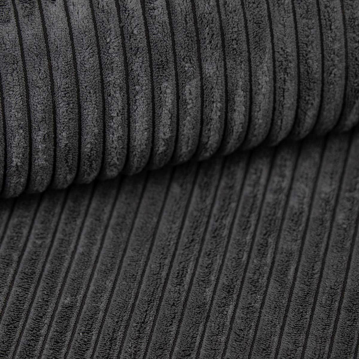 ECKSOFA inkl. Funktionen Anthrazit Cord  - Anthrazit/Schwarz, KONVENTIONELL, Kunststoff/Textil (260/200cm) - Xora