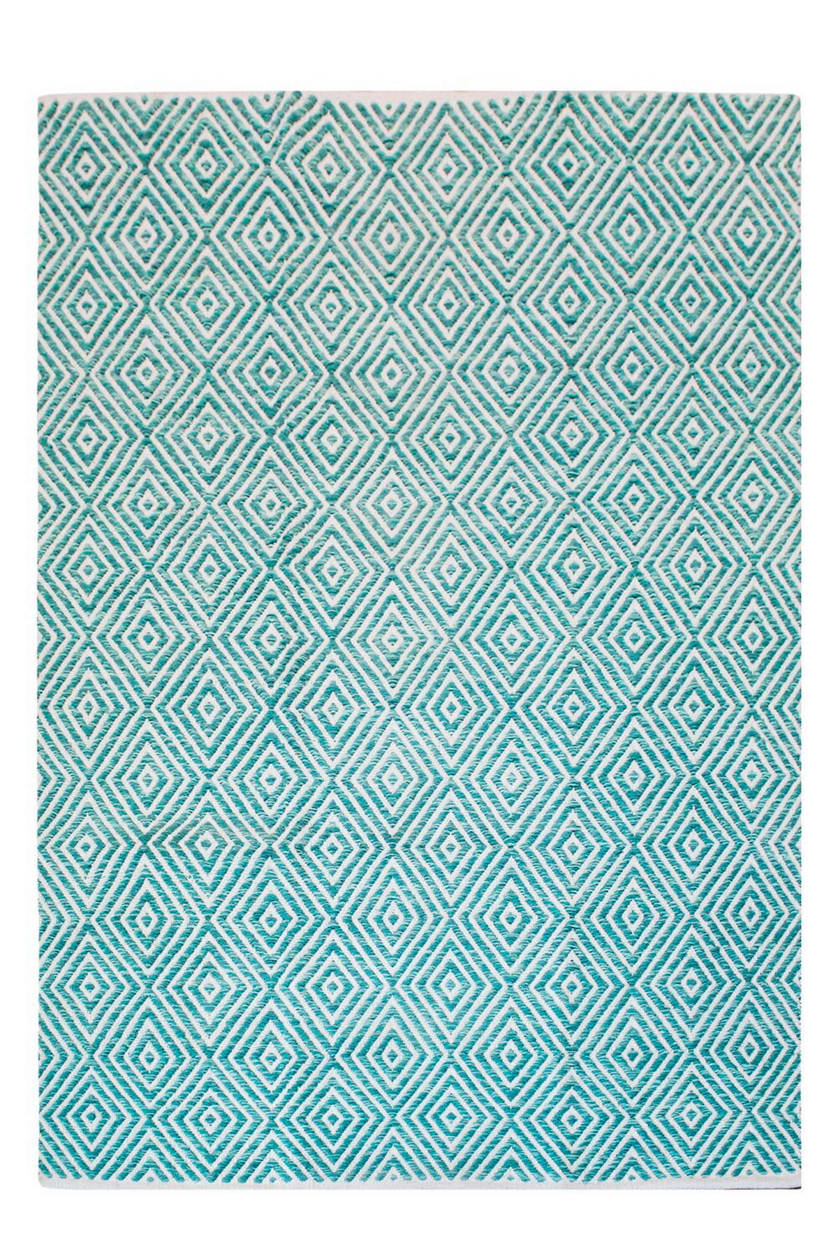 FLACHWEBETEPPICH 160/230 cm Türkis  - Türkis, KONVENTIONELL, Textil (160/230cm)