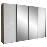 SCHWEBETÜRENSCHRANK Weiss, Eiche Bianco  - Schieferfarben/Weiss, Konventionell, Glas/Holzwerkstoff (300/217/67cm) - Dieter Knoll