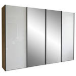 SCHWEBETÜRENSCHRANK 300/236/67 cm 4-türig Weiß, Eiche Bianco  - Schieferfarben/Eiche Bianco, KONVENTIONELL, Glas/Holzwerkstoff (300/236/67cm) - Dieter Knoll