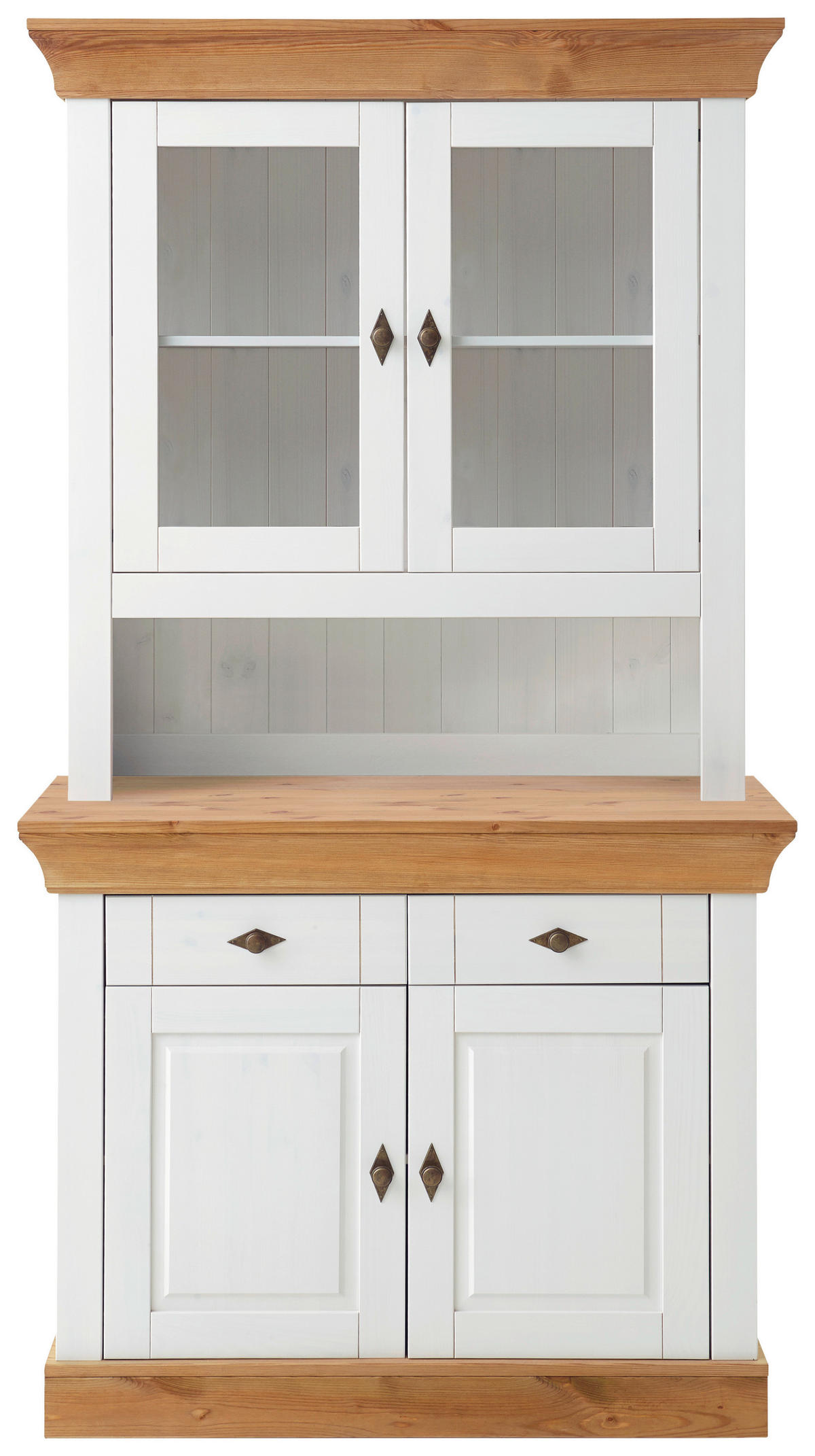 BUFFET 108/197/45 cm  in Weiß, Laugenfarbig  - Laugenfarbig/Weiß, ROMANTIK / LANDHAUS, Glas/Holz (108/197/45cm) - Boxxx