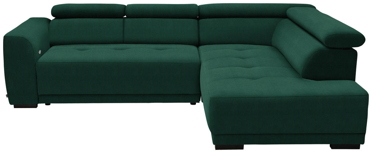 ECKSOFA in Feincord Waldgrün  - Waldgrün/Schwarz, Design, Kunststoff/Textil (284/205cm) - MID.YOU