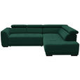 ECKSOFA  in Feincord Waldgrün  284/205 cm  - Waldgrün/Schwarz, Design, Kunststoff/Textil (284/205cm) - Xora