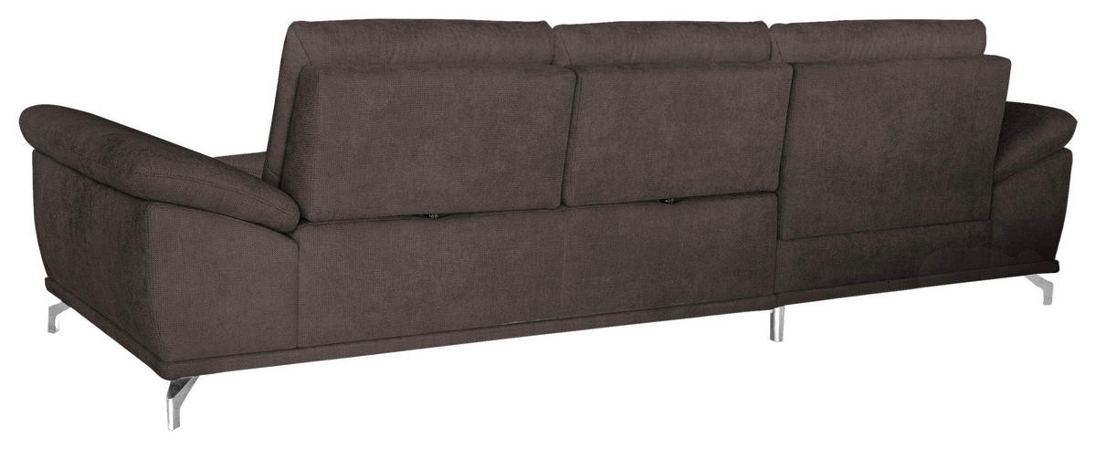 ECKSOFA in Flachgewebe Dunkelbraun  - Dunkelbraun/Silberfarben, Konventionell, Textil/Metall (176/301cm) - Sit & More