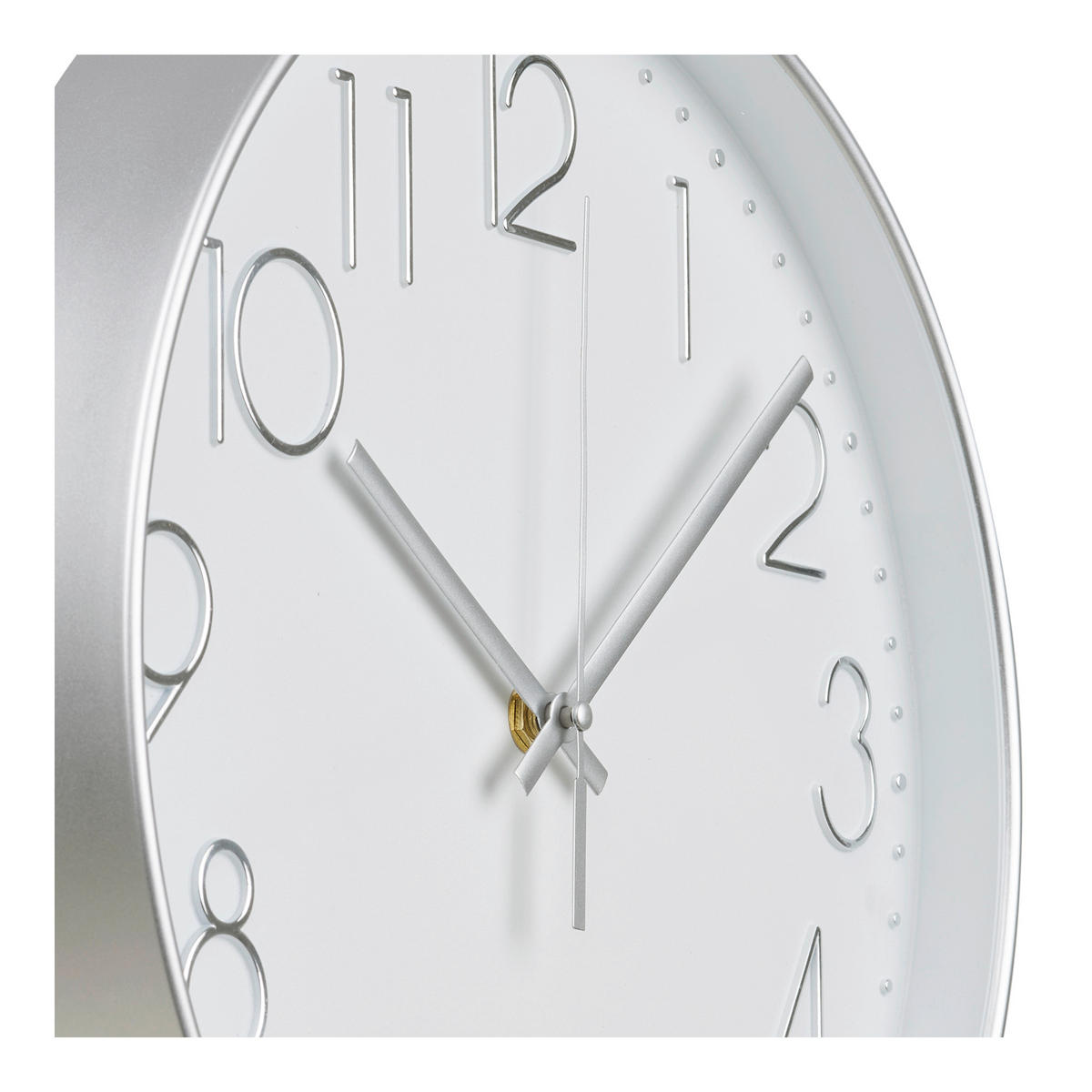 WANDUHR Lalibela Wall clock Silberfarben, Weiß 30/30/4,5 cm  - Silberfarben/Weiß, Basics, Glas/Kunststoff (30/30/4,5cm)