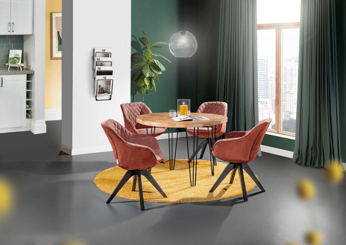 ARMLEHNSTUHL  in  - Schwarz/Orange, Lifestyle, Holz/Textil (60/83/50/65cm) - Landscape