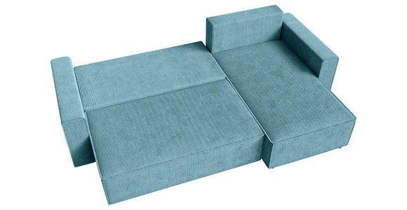 ECKSOFA Türkis Cord  - Türkis/Schwarz, KONVENTIONELL, Kunststoff/Textil (241/138cm) - Carryhome