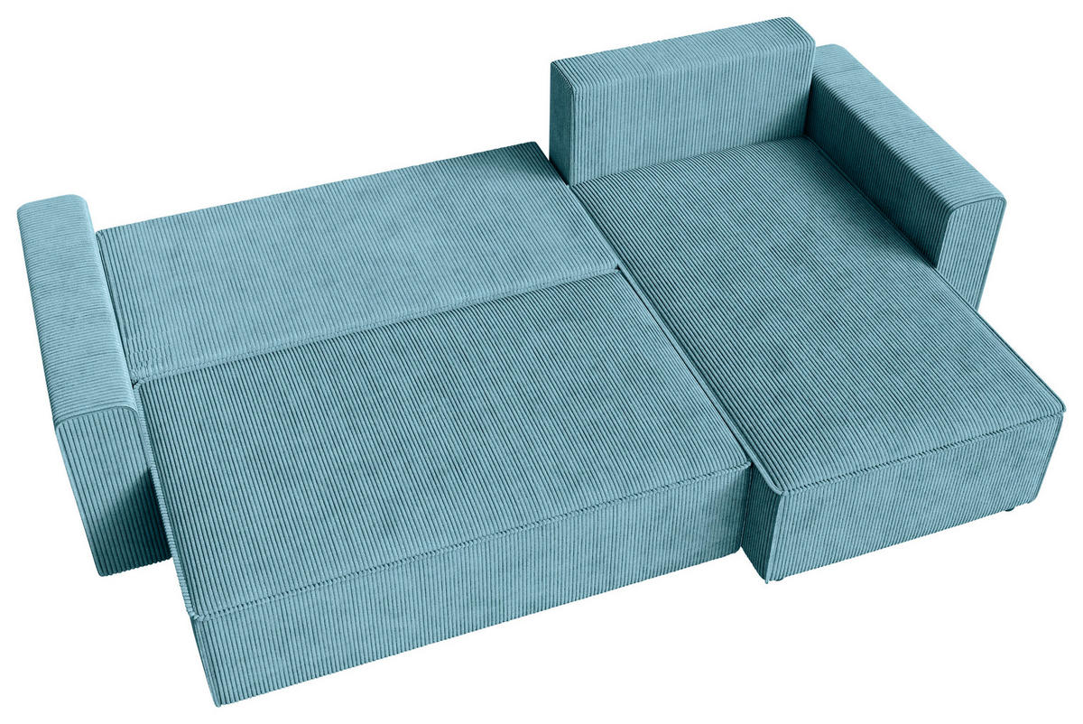 ECKSOFA Türkis Cord  - Türkis/Schwarz, KONVENTIONELL, Kunststoff/Textil (232/143cm) - Carryhome