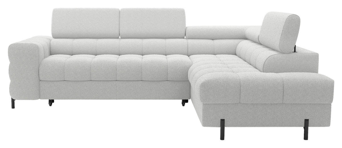 ECKSOFA FERUCCE Grau Teddystoff Bettkasten, Kopfteilverstellung  - Schwarz/Grau, Design, Textil/Metall (276/200cm) - MID.YOU