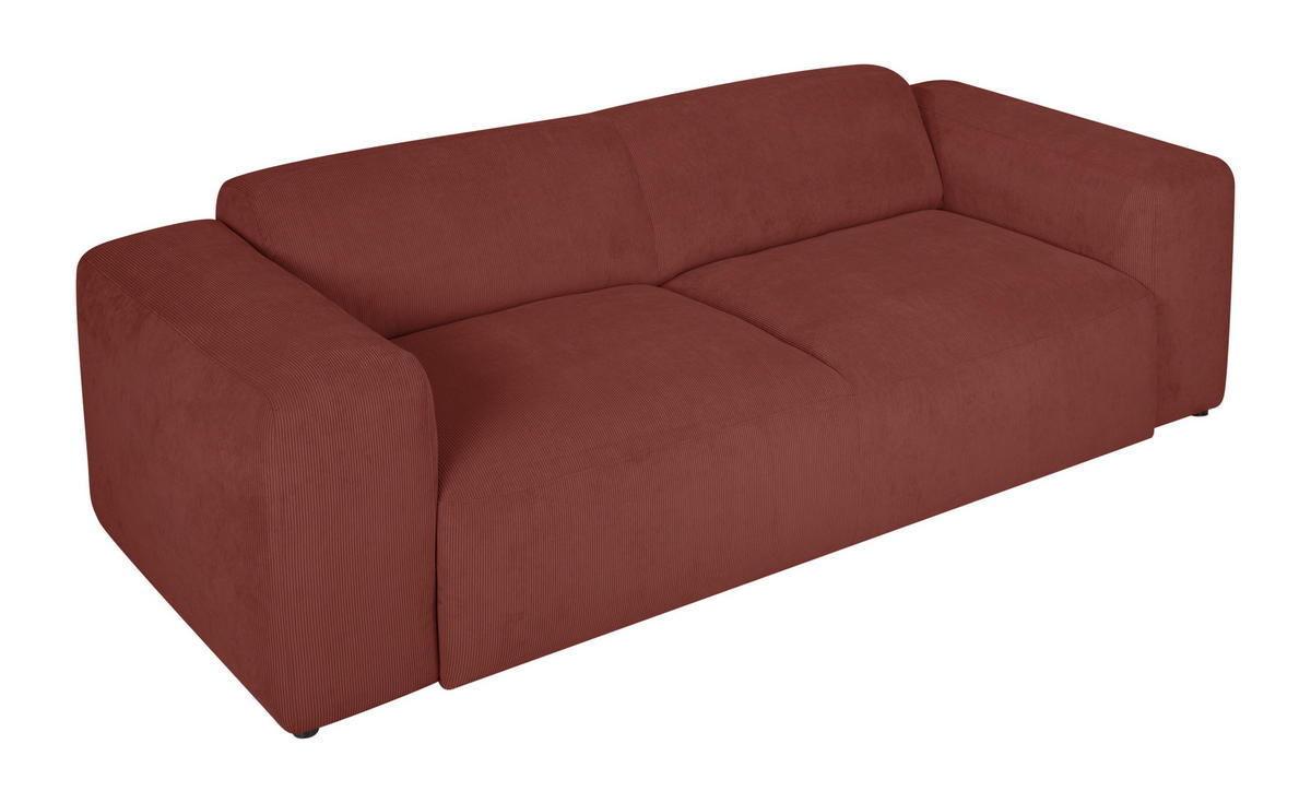 3-SITZER-SOFA Cord Rot  - Rot/Schwarz, Design, Kunststoff/Textil (247/75/104cm) - MID.YOU