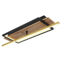 LED-TAKLAMPA 28 W 60,5/20/9 cm  - opal/mässingsfärgad, Design, metall/trämaterial (60,5/20/9cm) - Globo