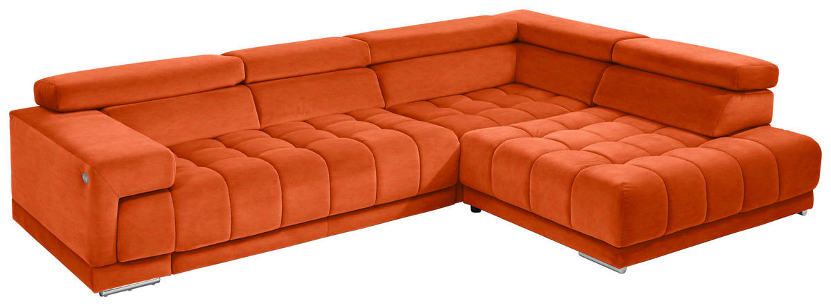 ECKSOFA in Mikrofaser Orange  326/222 cm  - Chromfarben/Orange, Design, Textil/Metall (326/222cm) - Beldomo Speed