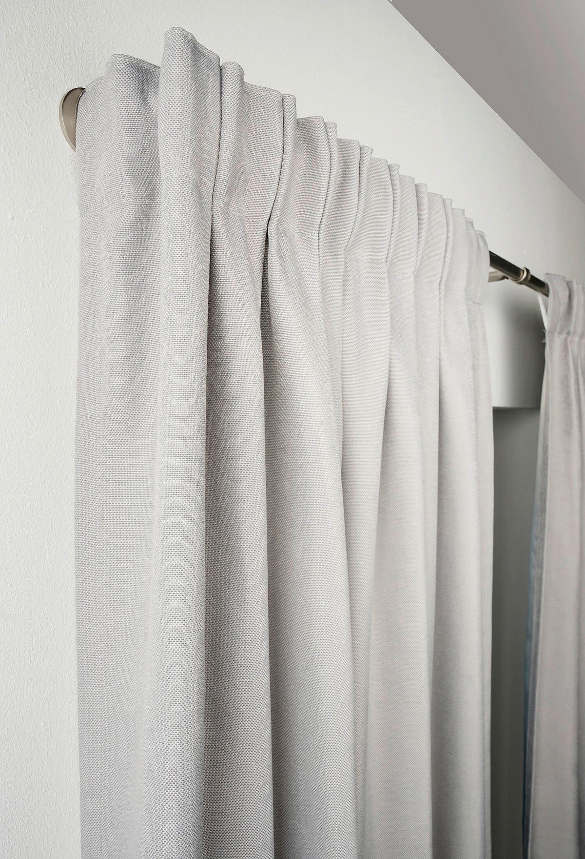 VORHANGSTANGENSET  120 cm  - Grau Hochglanz, Design, Metall (120cm)