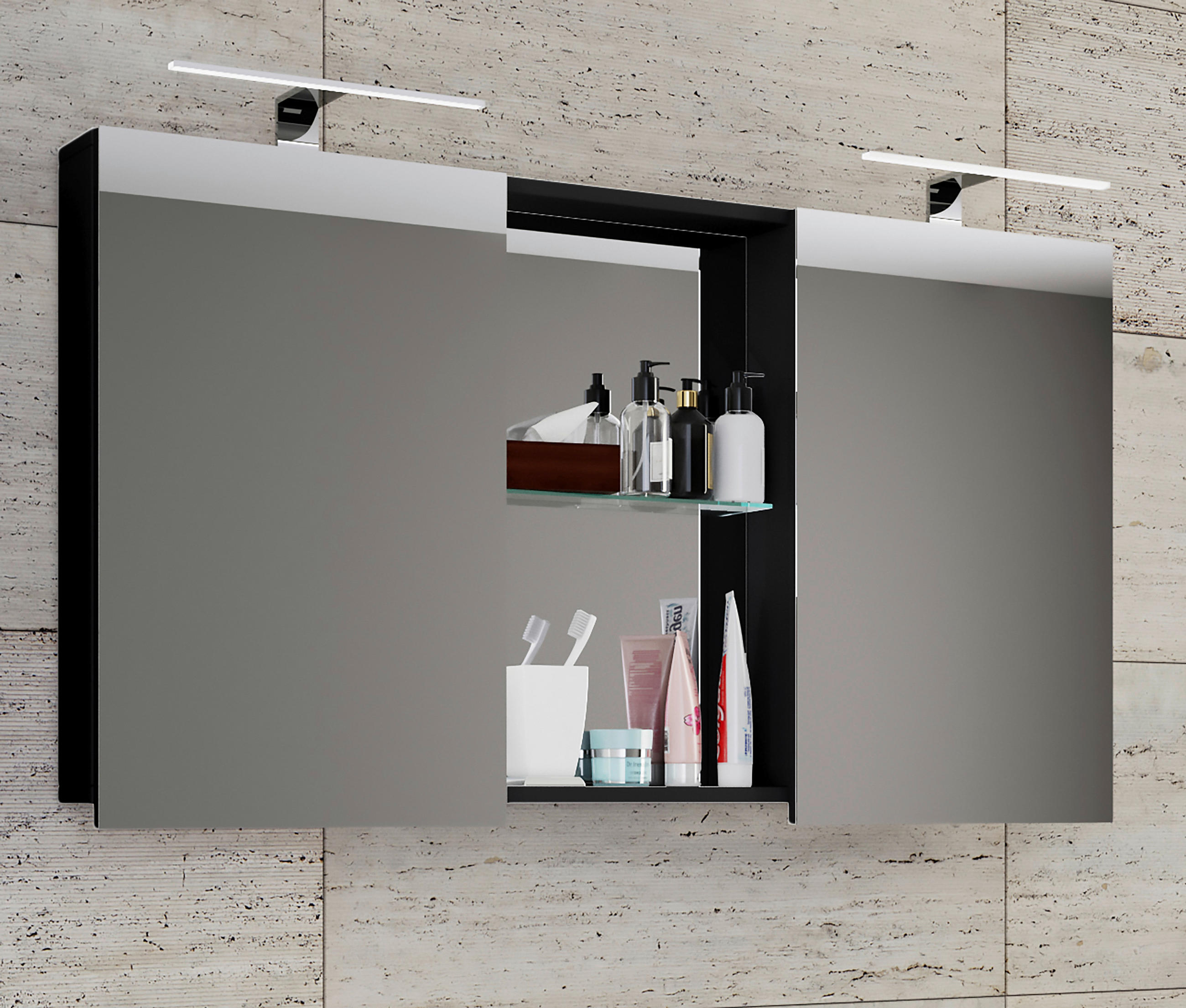 SPIEGELSCHRANK 112/59/12 cm  - Schwarz, MODERN (112/59/12cm) - MID.YOU