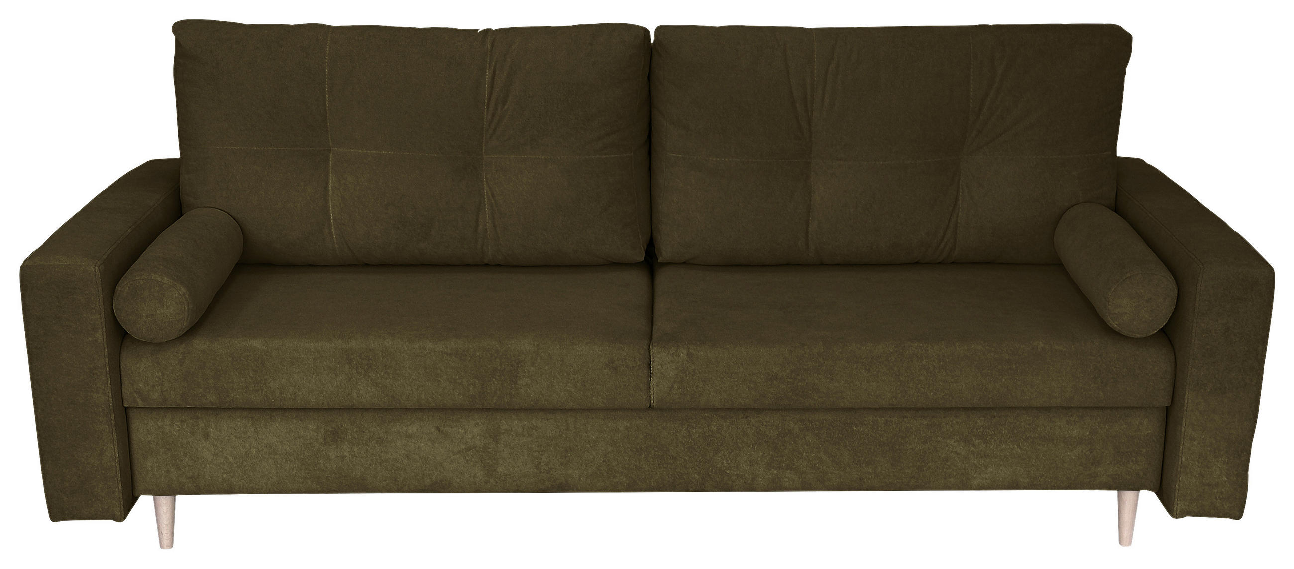 SCHLAFSOFA Cord Grün  - Schwarz/Naturfarben, Design, Holz/Kunststoff (220/96/98cm) - MID.YOU