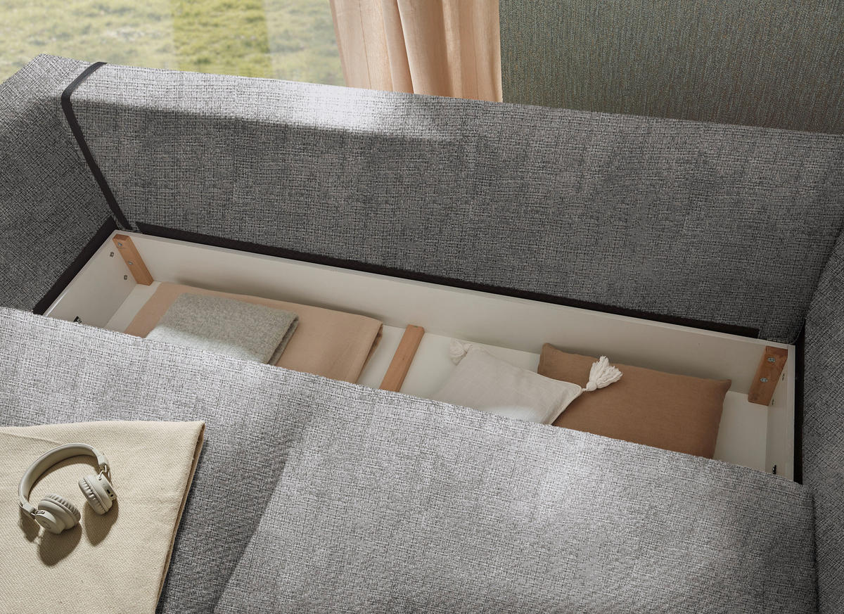 SCHLAFSOFA in Textil Grau  - Schwarz/Grau, Konventionell, Kunststoff/Textil (237/94/117cm) - MID.YOU