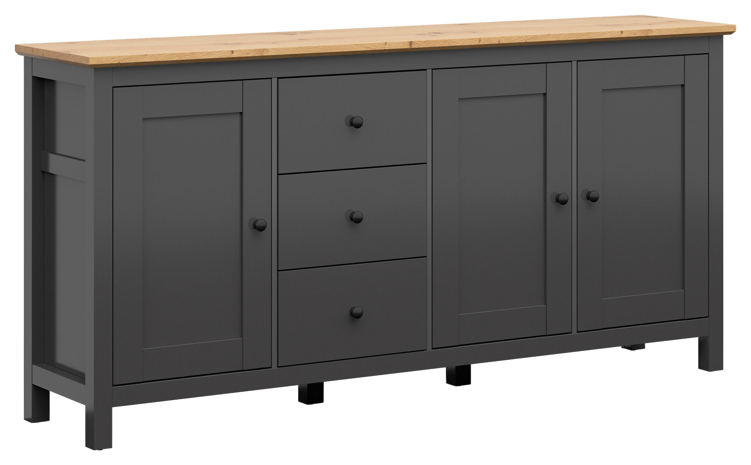 SIDEBOARD  in 199/96/44 cm  - Graphitfarben/Schwarz, Design, Holzwerkstoff/Kunststoff (199/96/44cm)