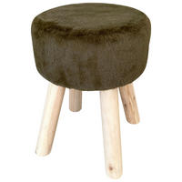 HOCKER in Holz, Textil, Holzwerkstoff Dunkelgrün  - Dunkelgrün/Naturfarben, Basics, Holz/Holzwerkstoff (28/38cm) - Ambia Home