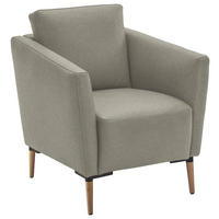 SESSEL in Echtleder Hellgrau  - Eichefarben/Beige, Natur, Leder/Holz (75/84/76cm) - Valnatura