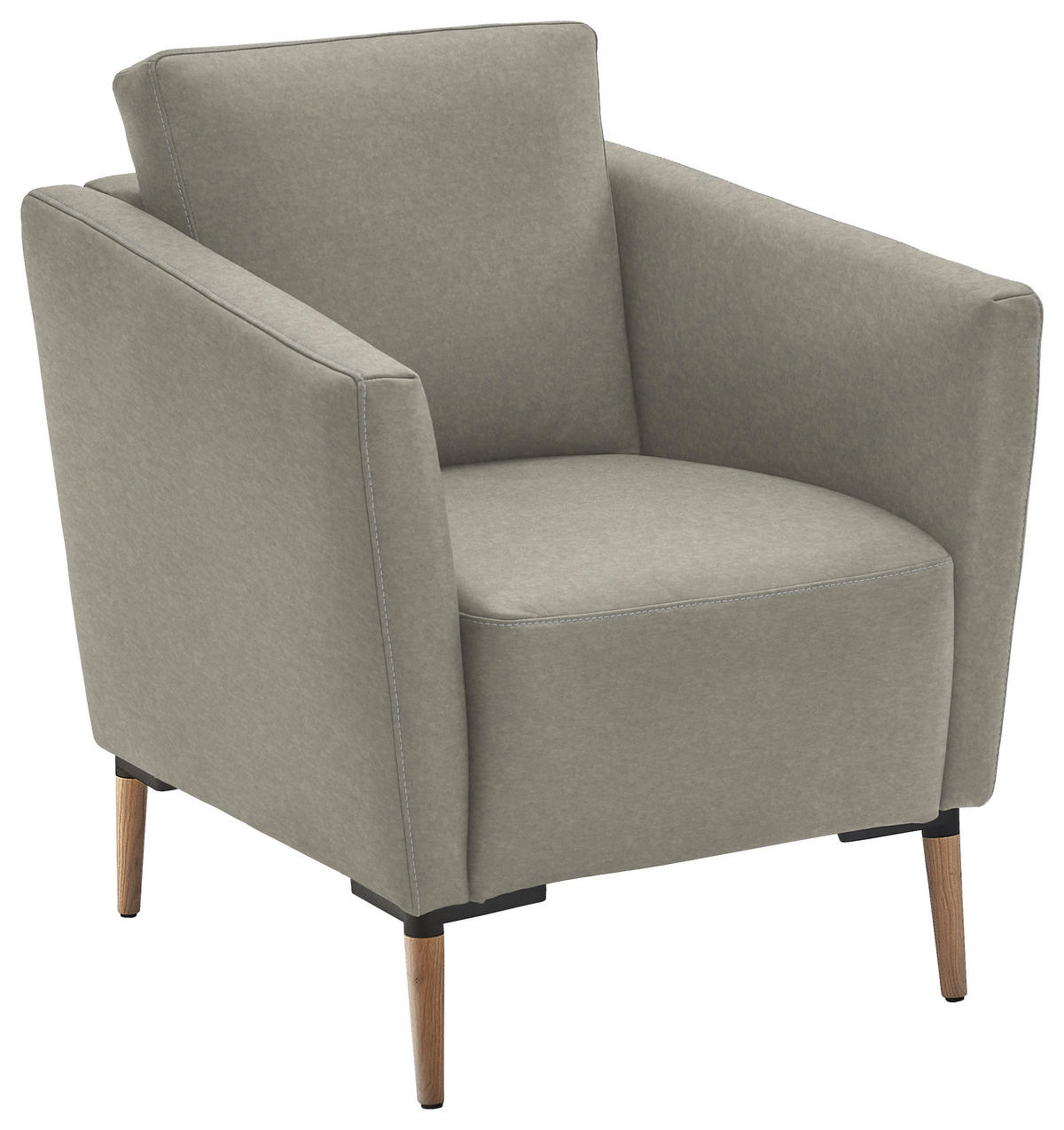 SESSEL in Echtleder Hellgrau  - Eichefarben/Beige, Natur, Leder/Holz (75/84/76cm) - Valnatura