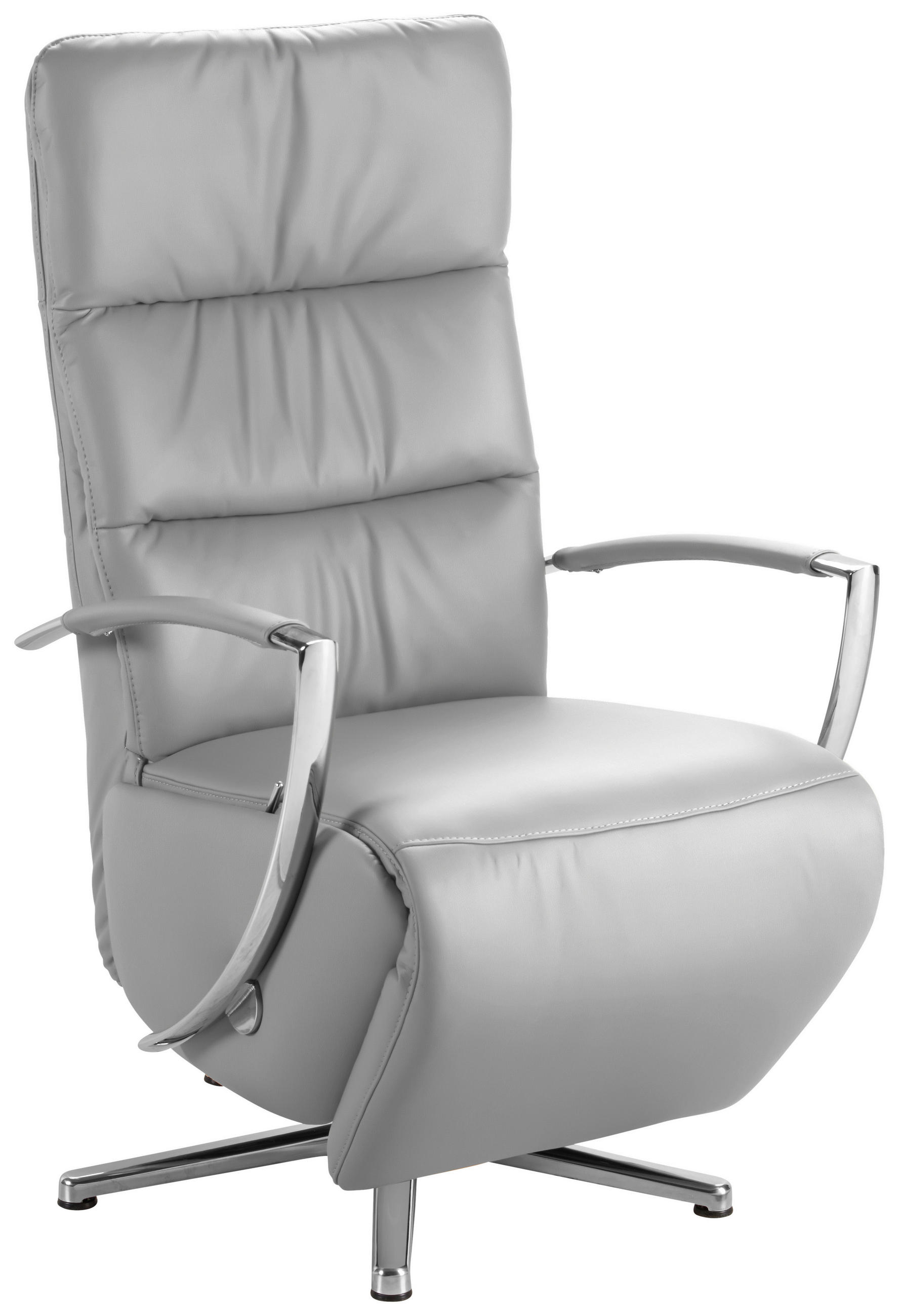 RELAXSESSEL in Leder Hellgrau  - Chromfarben/Hellgrau, Design, Leder/Metall (64/112/80cm) - Cantus