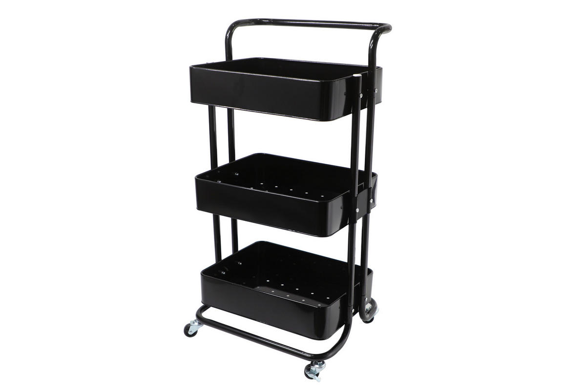 Cărucior Pentru Servit in negru  - negru, Basics, metal (43/32/86cm) - Echtwerk