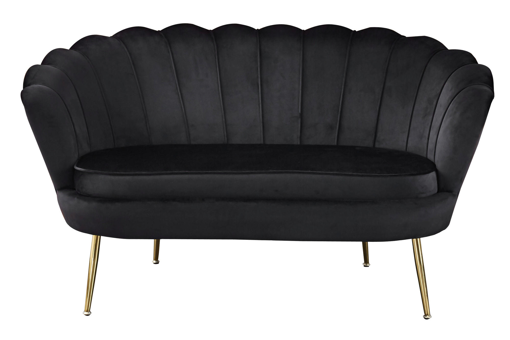 2-SITZER-SOFA in Samt Schwarz - Goldfarben/Schwarz, MODERN, Textil/Metall (136/78/77cm) - Livetastic