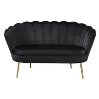 2-SITZER-SOFA in Samt Schwarz  - Goldfarben/Schwarz, MODERN, Textil/Metall (136/78/77cm) - Livetastic