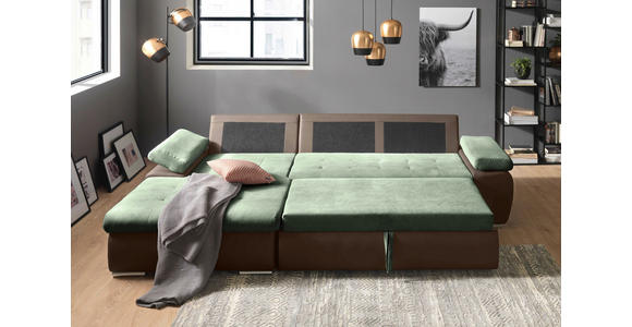ECKSOFA in Flachgewebe Braun, Olivgrün 175/271 cm - Braun/Olivgrün, Design, Kunststoff/Textil (175/271cm) - Xora