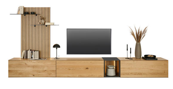 WOHNWAND  in Anthrazit, Eichefarben  403/160/50 cm  - Eichefarben/Anthrazit, Design, Glas/Holz (403/160/50cm) - Dieter Knoll