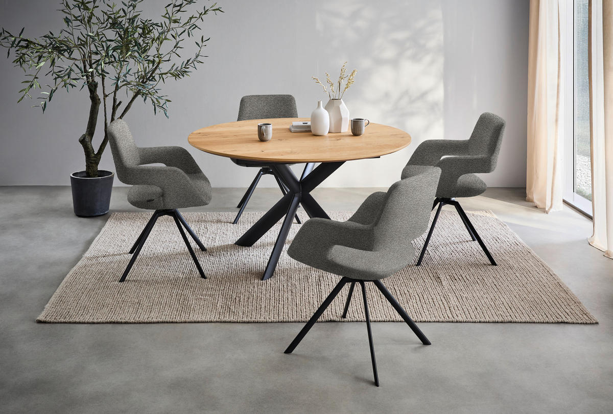 ARMLEHNSTUHL Stahl Struktur  - Anthrazit/Grau, Design, Textil/Metall (59/86/63cm) - Venjakob