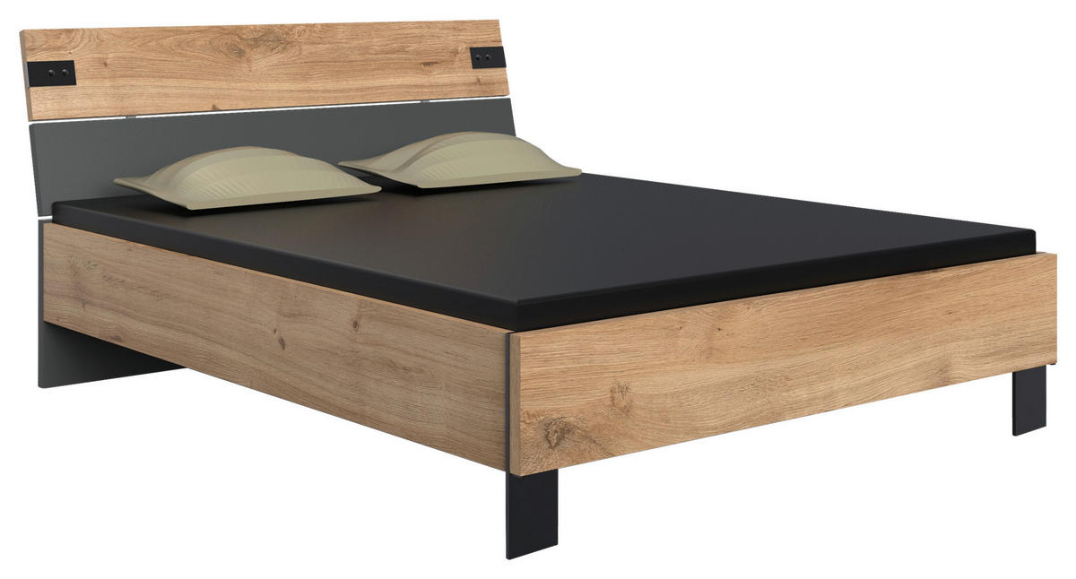 BETTANLAGE - Eichefarben/Graphitfarben, Basics (160/200cm) - MID.YOU