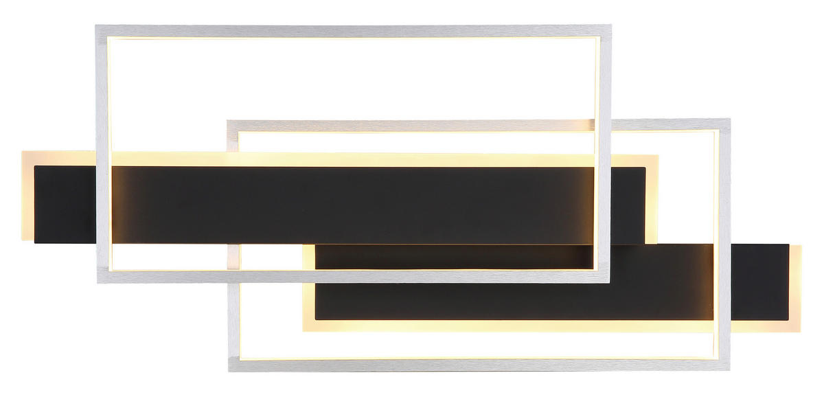LED-DECKENLEUCHTE    62/27/8,2 cm  - Opal/Schwarz, Design, Kunststoff/Metall (62/27/8,2cm) - Globo