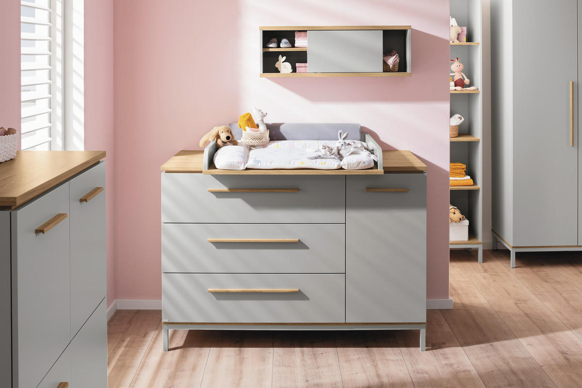 WICKELKOMMODE 135,3/95,9/55,6 cm  - Eichefarben/Hellgrau, Basics, Holz/Holzwerkstoff (135,3/95,9/55,6cm) - Paidi