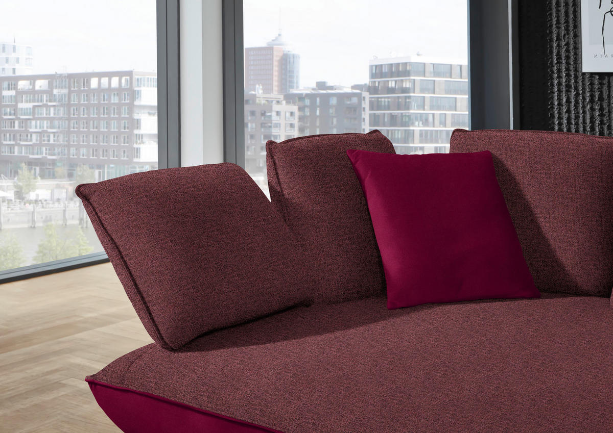 ECKSOFA in Flachgewebe Rot  - Rot/Schwarz, Design, Textil/Metall (169/320cm) - Moderano