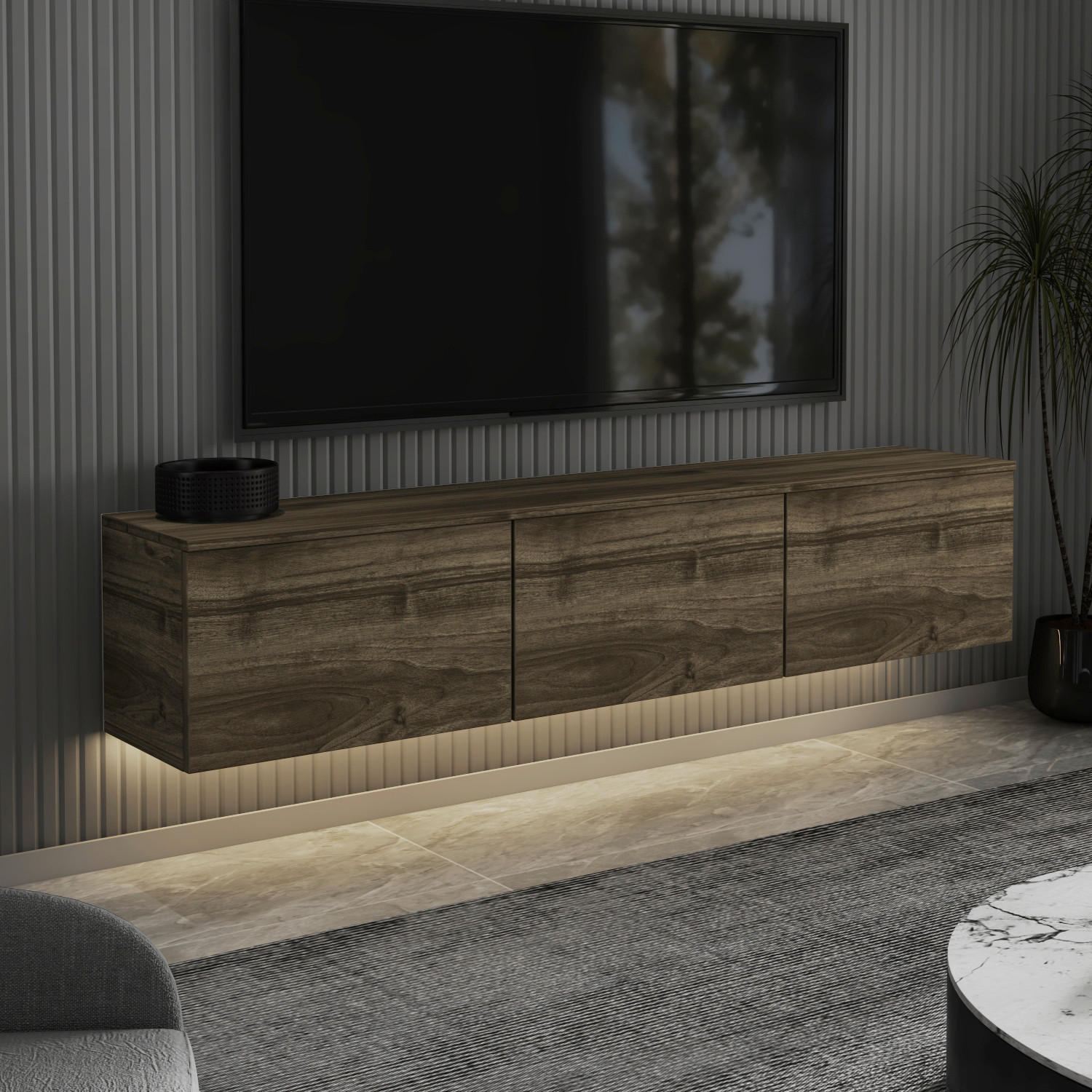 TV-BÄNK Neon TV-Möbel  i 160/35/32 cm  - valnötsfärgad/ekfärgad, Design, trämaterial (160/35/32cm) - Livetastic