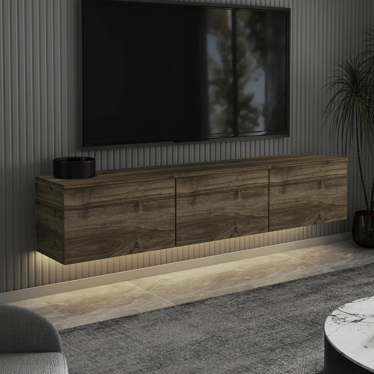 TV-BÄNK Neon TV-Möbel  i 160/35/32 cm  - valnötsfärgad/ekfärgad, Design, trämaterial (160/35/32cm) - Livetastic